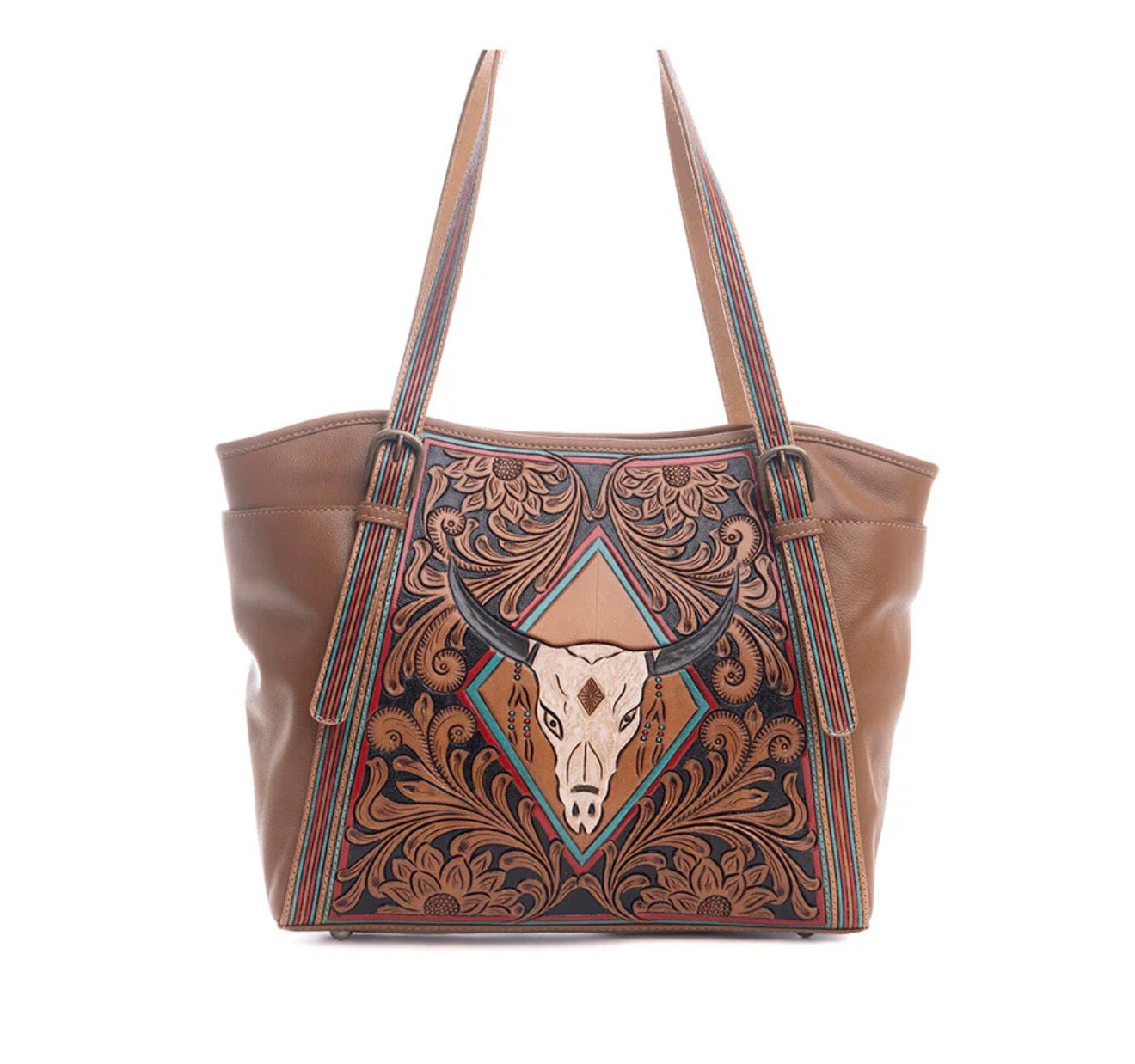 AGE OF THE STEER HAND TOOLED BAG-BROWN