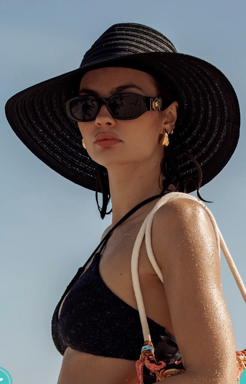 Fedora Metallic, black sun hat