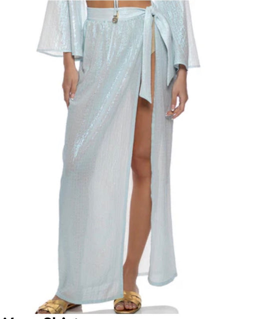 L833S78 C/TIDES L WRAP SKIRT- CELESTIAL BLUE
