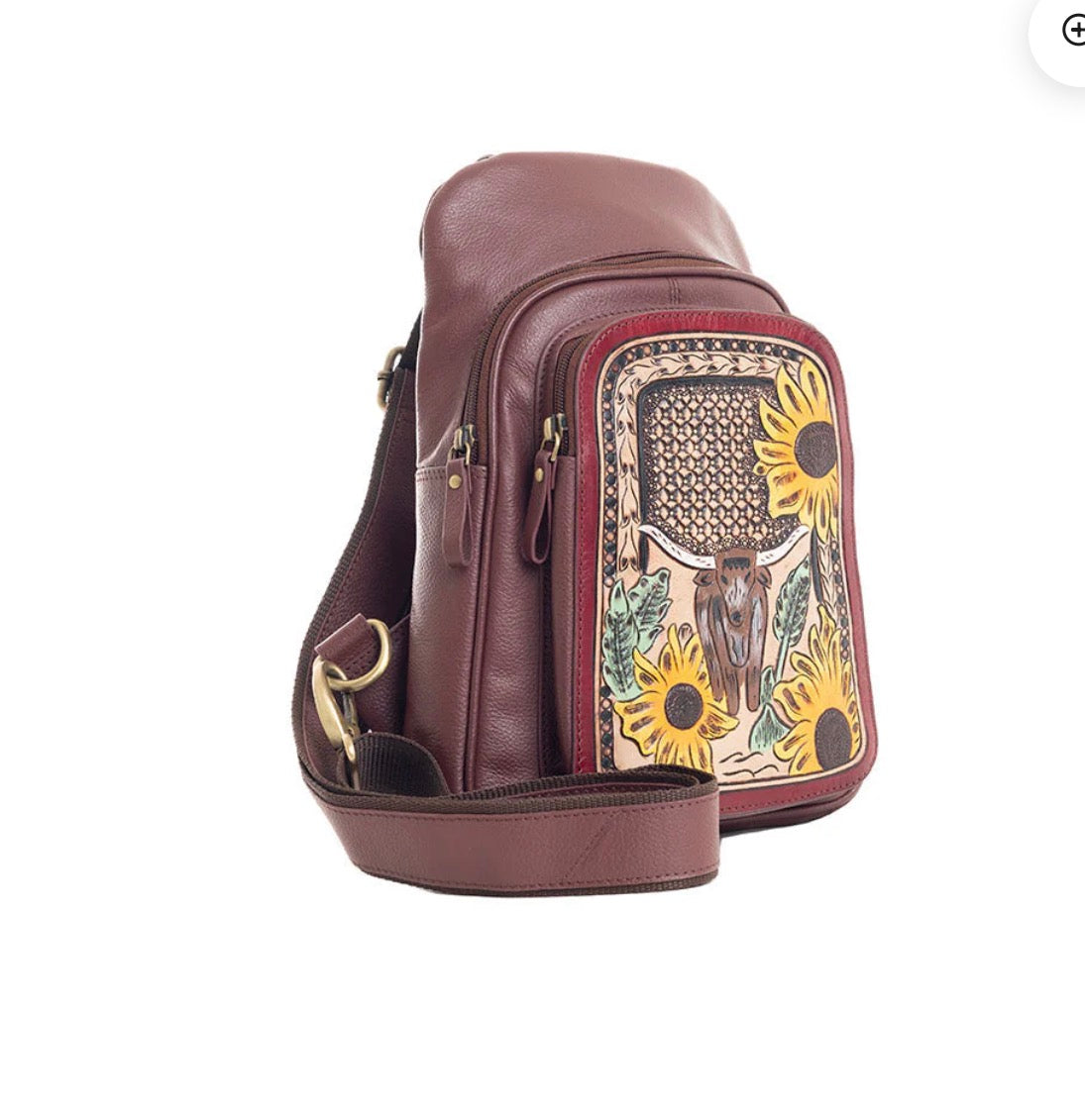 SUNFLOWER STEER SLING BAG-BROWN