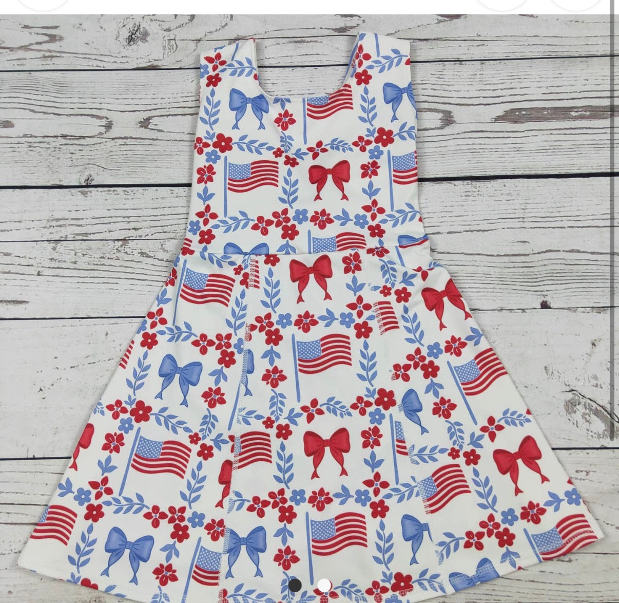 USA flower bow kids dress