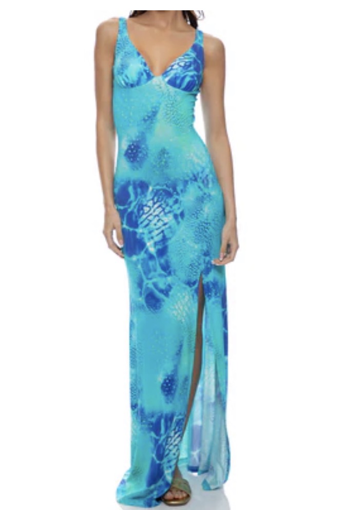 L832G60 AQUA/D LONG DRESS-MULTICOLOR