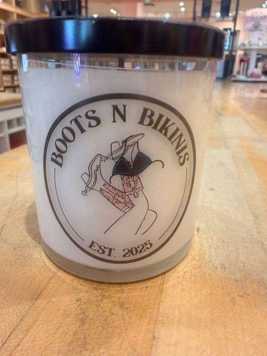 Boots n Bikini logo Soy Candle