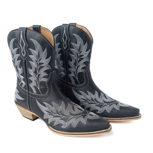 DESERT PEARL ANKLE BOOTS IN COAL BLACK