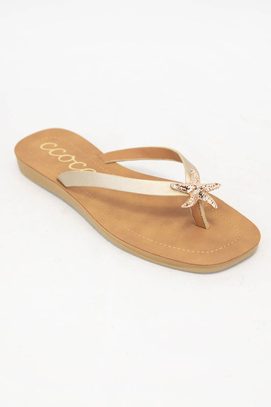 MISTY GOLDEN STARFISH DECOR THONG STRAP SANDAL