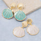 Enamel Double Seashell Drop Earrings: TQ