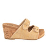 Raffia Double Buckle Slip On Cork  Platform