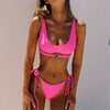 2-Piece Solid Color Bikini Swimsuit with Heart