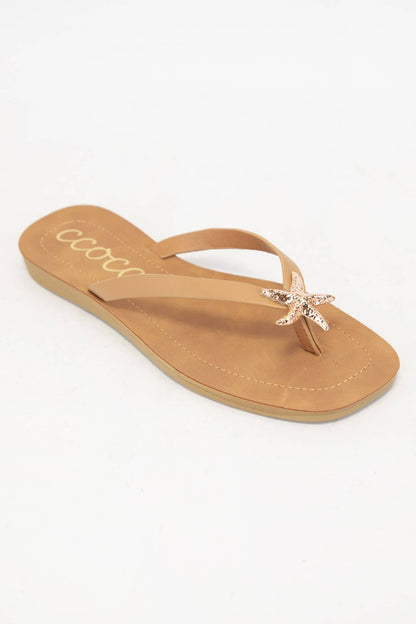 MISTY GOLDEN STARFISH DECOR THONG STRAP SANDAL