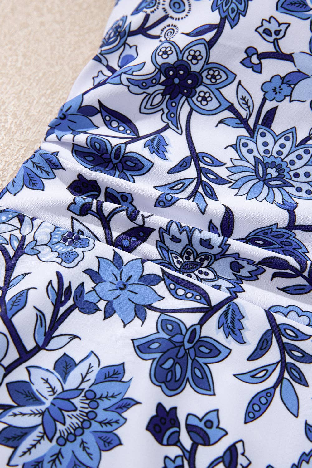 Sky Blue Crossed Back Floral Print swim dress