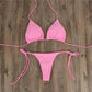 2-Piece Solid Color thong Bikini Swimsuit