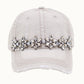 Bejeweled Bling Glitz Distressed Cap, Adjustable: Burnt Orange