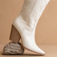 The Astrid White | Knee High Cowboy Western Boot: White