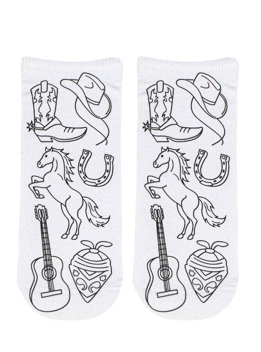 Ankle Socks - DIY Coloring Kit - Western Rodeo