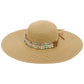 Blue Coastal Starfish Belt Floppy Straw Sun Hat