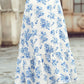 Boho Floral High Waist Ruffle Split Maxi Skirt