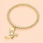 Stainless Steel Cowboy Boot Charm Beaded Stretch Bracelet