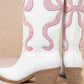 RUBY BOW SWIRLING PATTERNED WESTERN BOOTS: WHITE/ LIGHT BLUE / B12