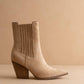 The Lydia | Almond Suede Pointed Toe Western Bootie: ALMOND