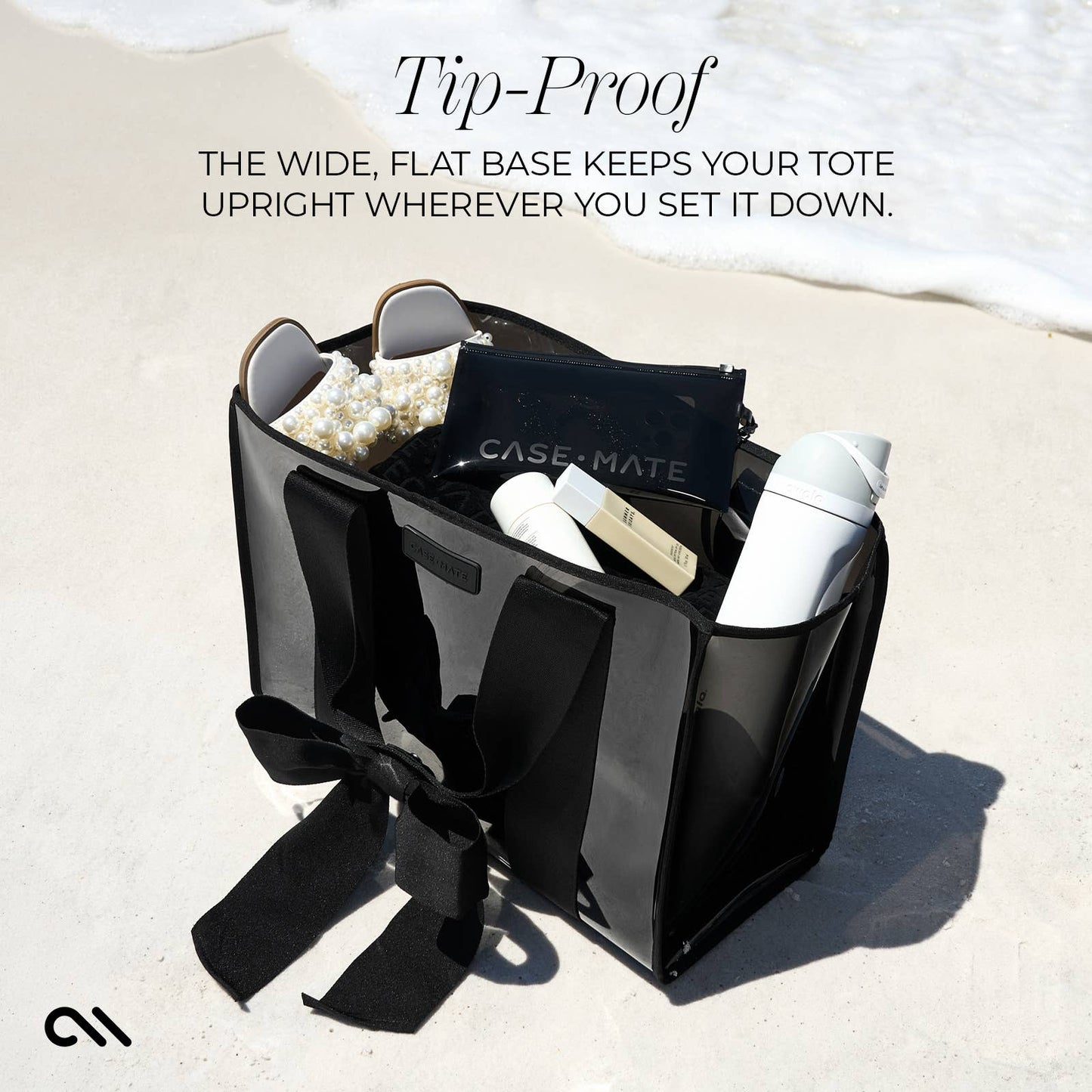 Special Edition Bow Midnight Black Beach Tote w/ Phone Pouch