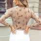 Western Print Slim Fit Mesh Long Sleeve Top