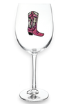 Pink Cowboy Boot Stemmed Wine Glass