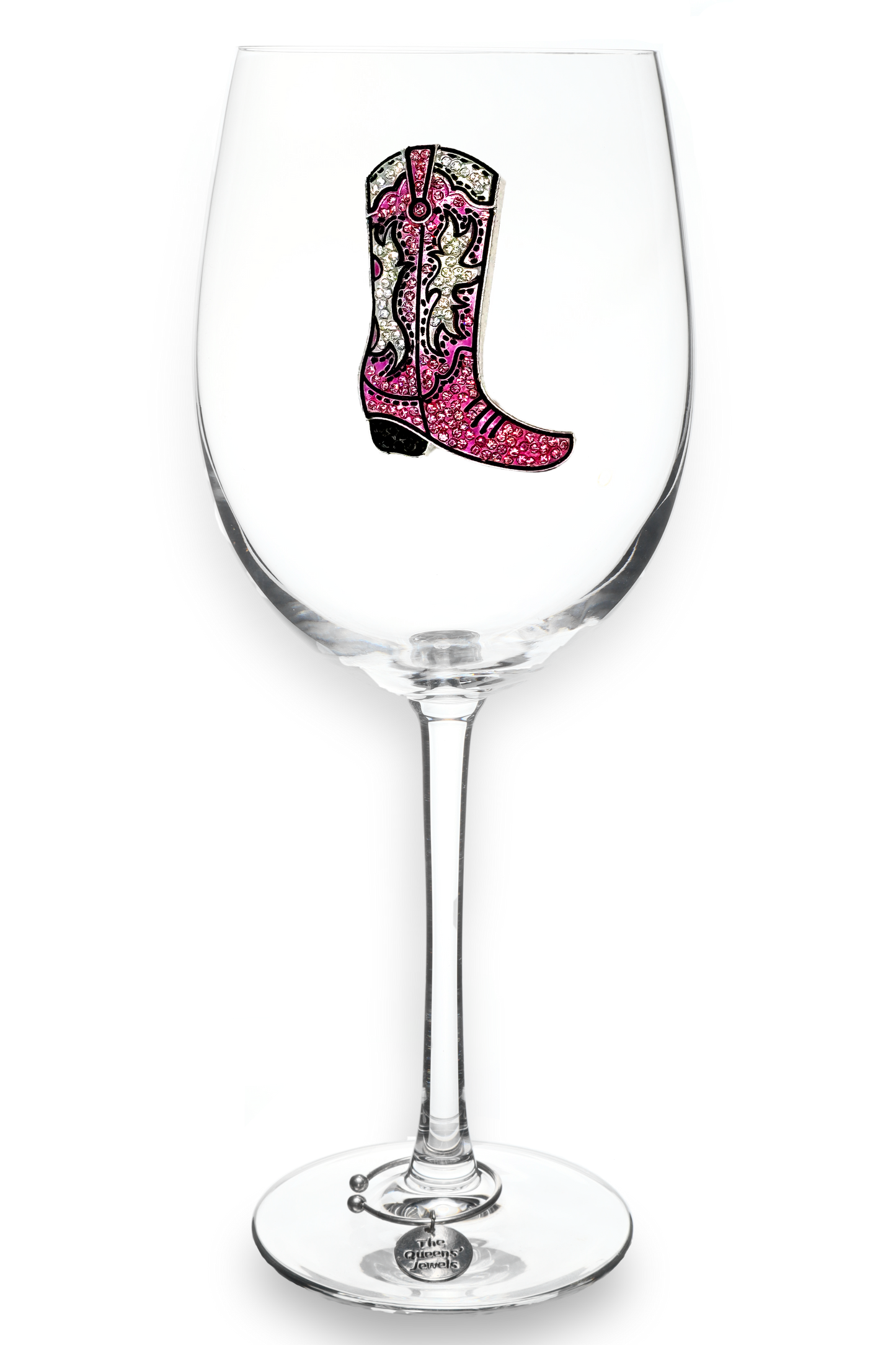 Pink Cowboy Boot Stemmed Wine Glass