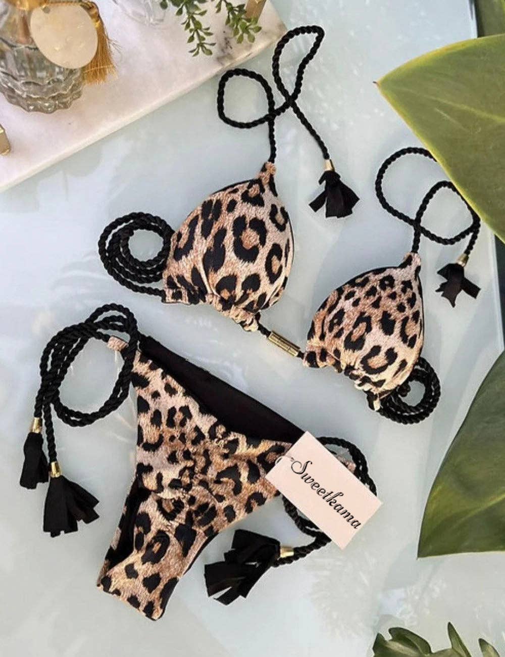 Ladies String Tie Halter Strap Sexy Bikini Set