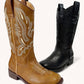 COWBOY-01 SEMI-SQUARE-TOE MID-CALF COWBOY BOOTS