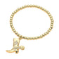 Stainless Steel Cowboy Boot Charm Beaded Stretch Bracelet