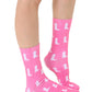 Novelty Graphic Crew Socks - White Cowgirl Boots - Pink