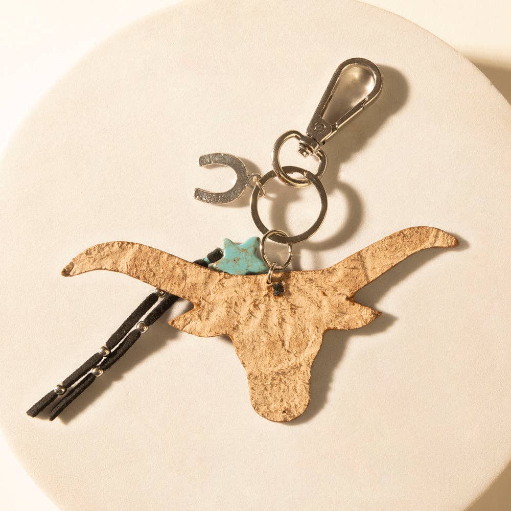 Bull Handtooled Leather Key