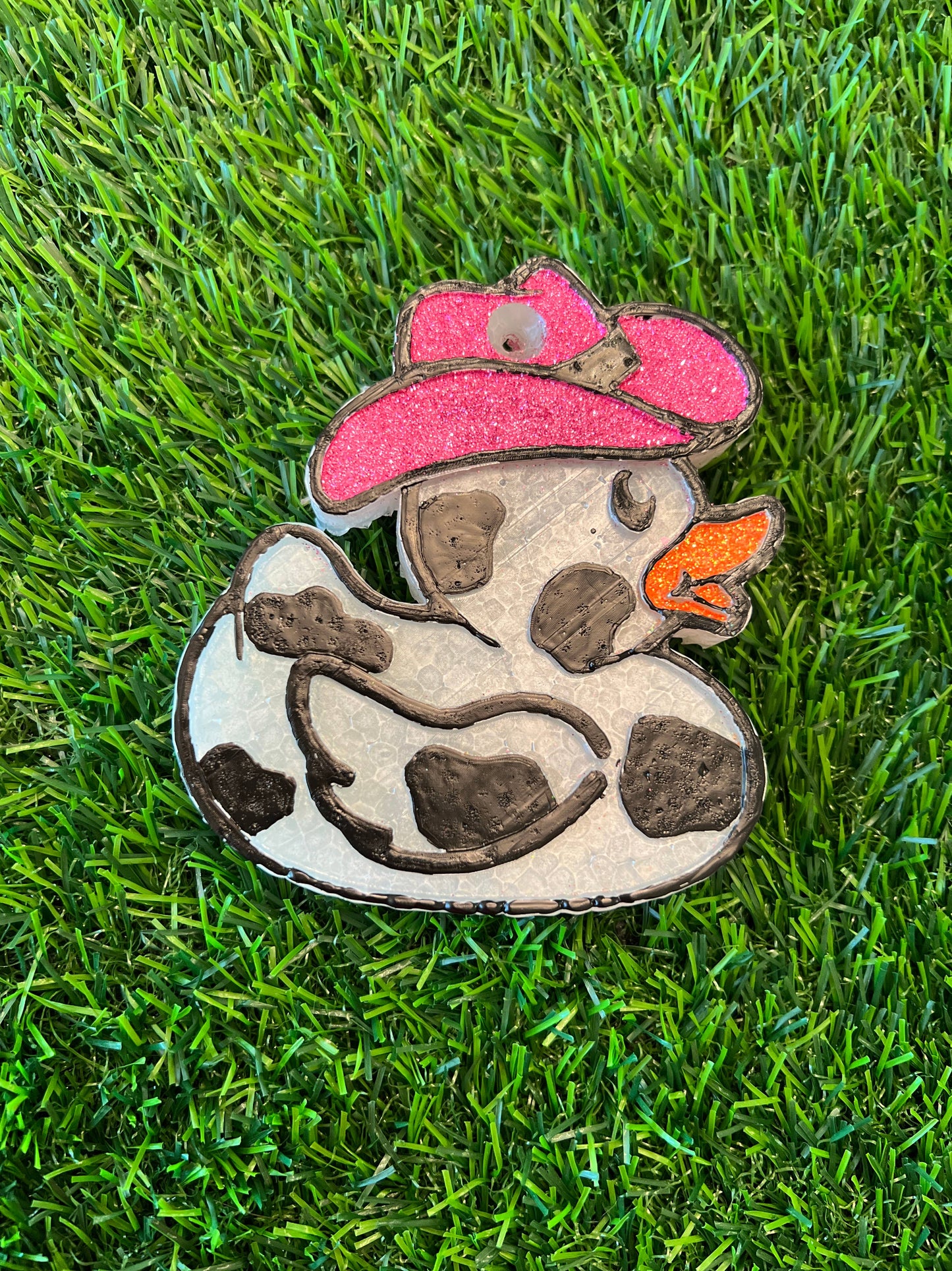 Rhinestone Cowboy Duck Car Freshie: Strawberry Leather