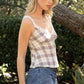 Plaid Lace Bow Top