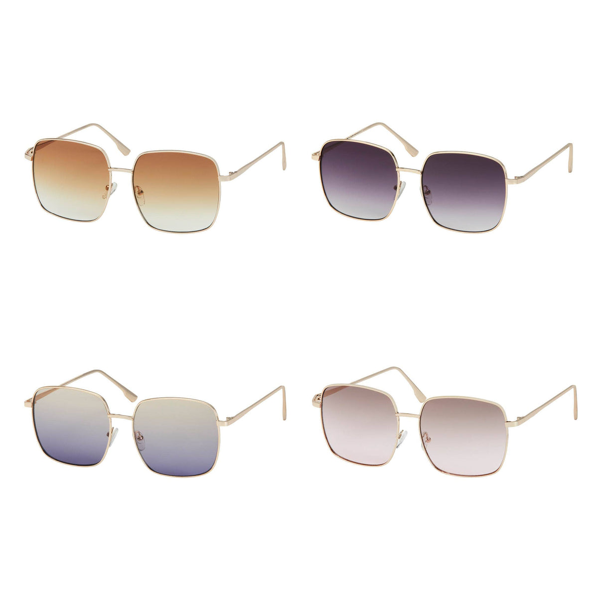 Women's Metal Square Gradient Lens Sunglasses