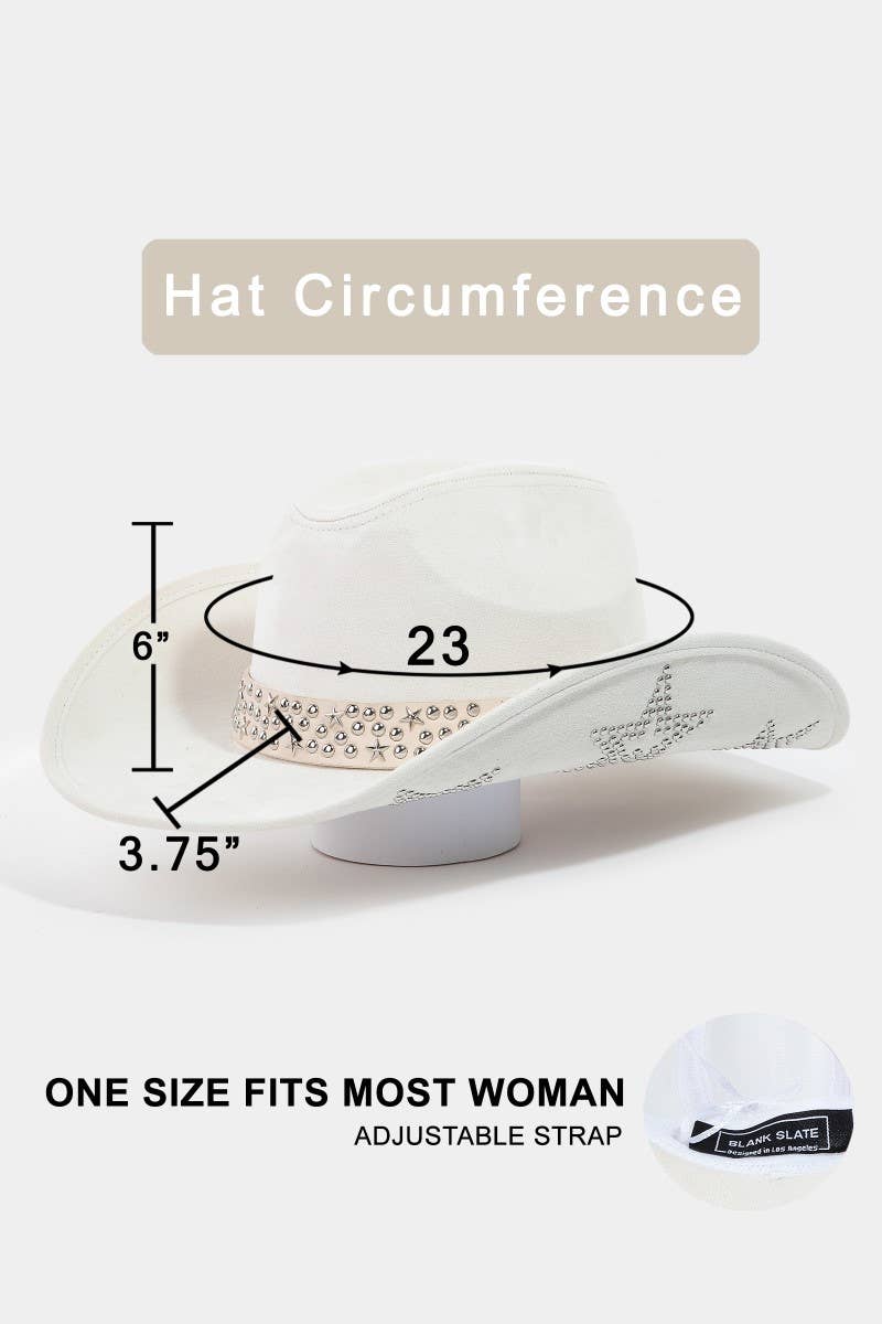 Embroidered Star Studded Western Cowboy Hat: GBK