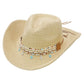 Blue Starfish Straw Coastal Cowgirl Hat: TAN / ONE SIZE