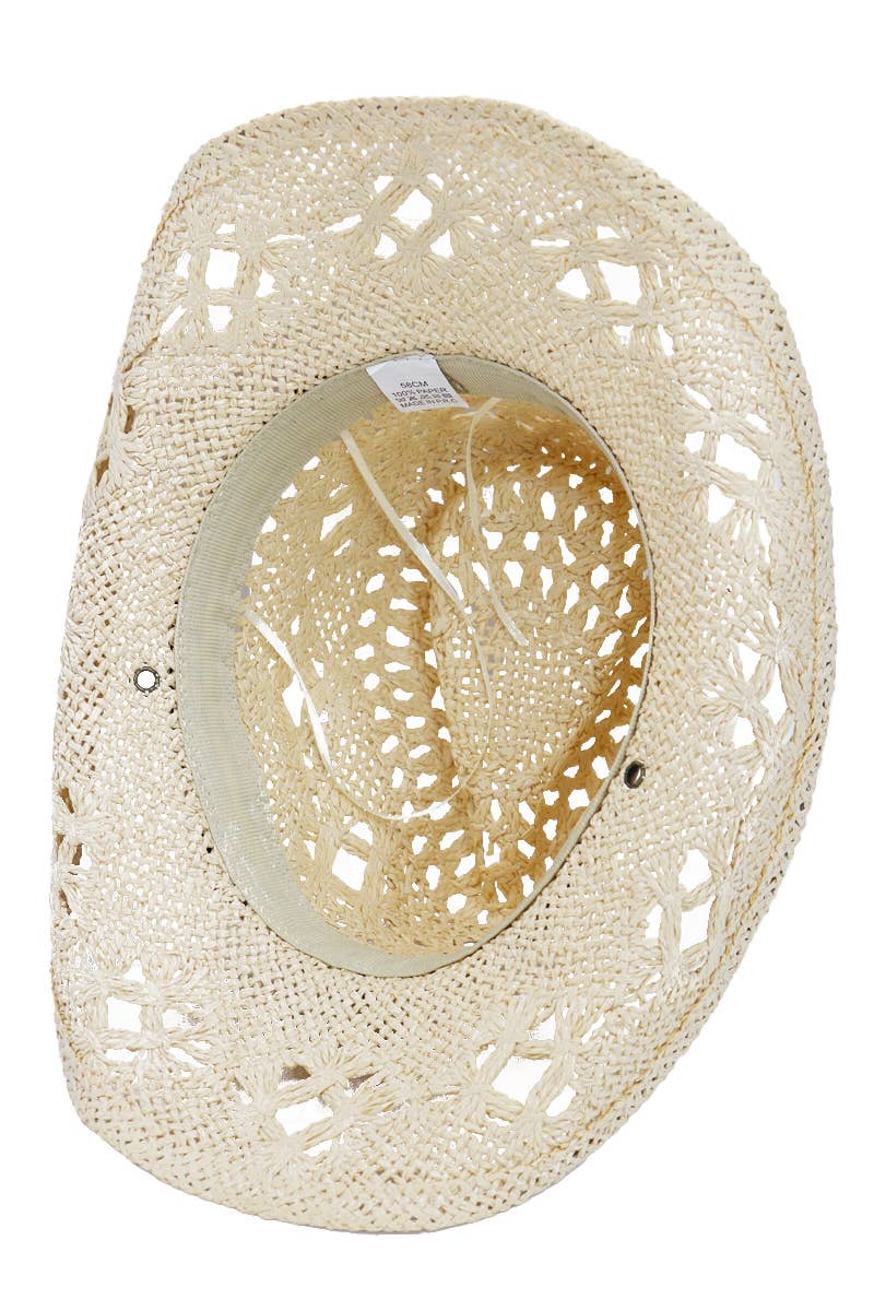 Longhorn Monochrome Belt Crochet Woven Cowboy Hat: Hot Pink