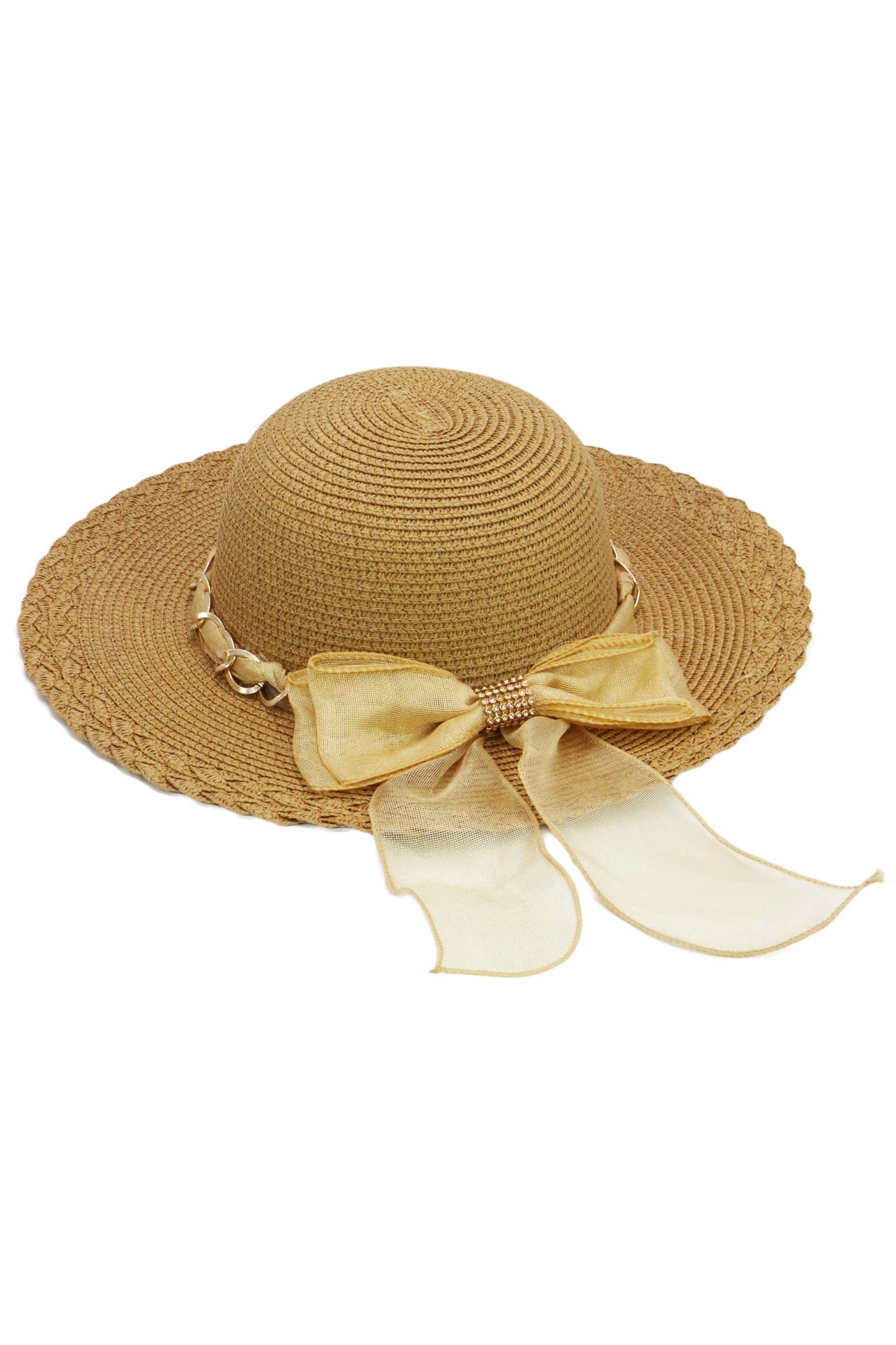Kids Scallop Hem Paper Straw Floppy Sun Hat