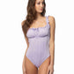 623133-SOLID EYELET ONE PIECE RUFFLE TRIM SWIMSUIT
