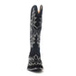 Midnight Trail Embroidered Leather Boots in Shadow Black