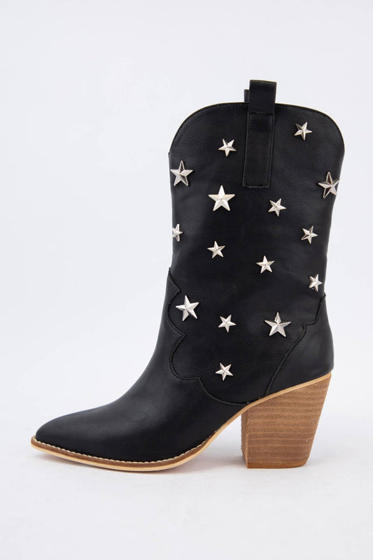 Star Stud Embellished Western Boots