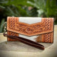 Tooled Leather Cowhide Wallet Wristlet Western Rodeo