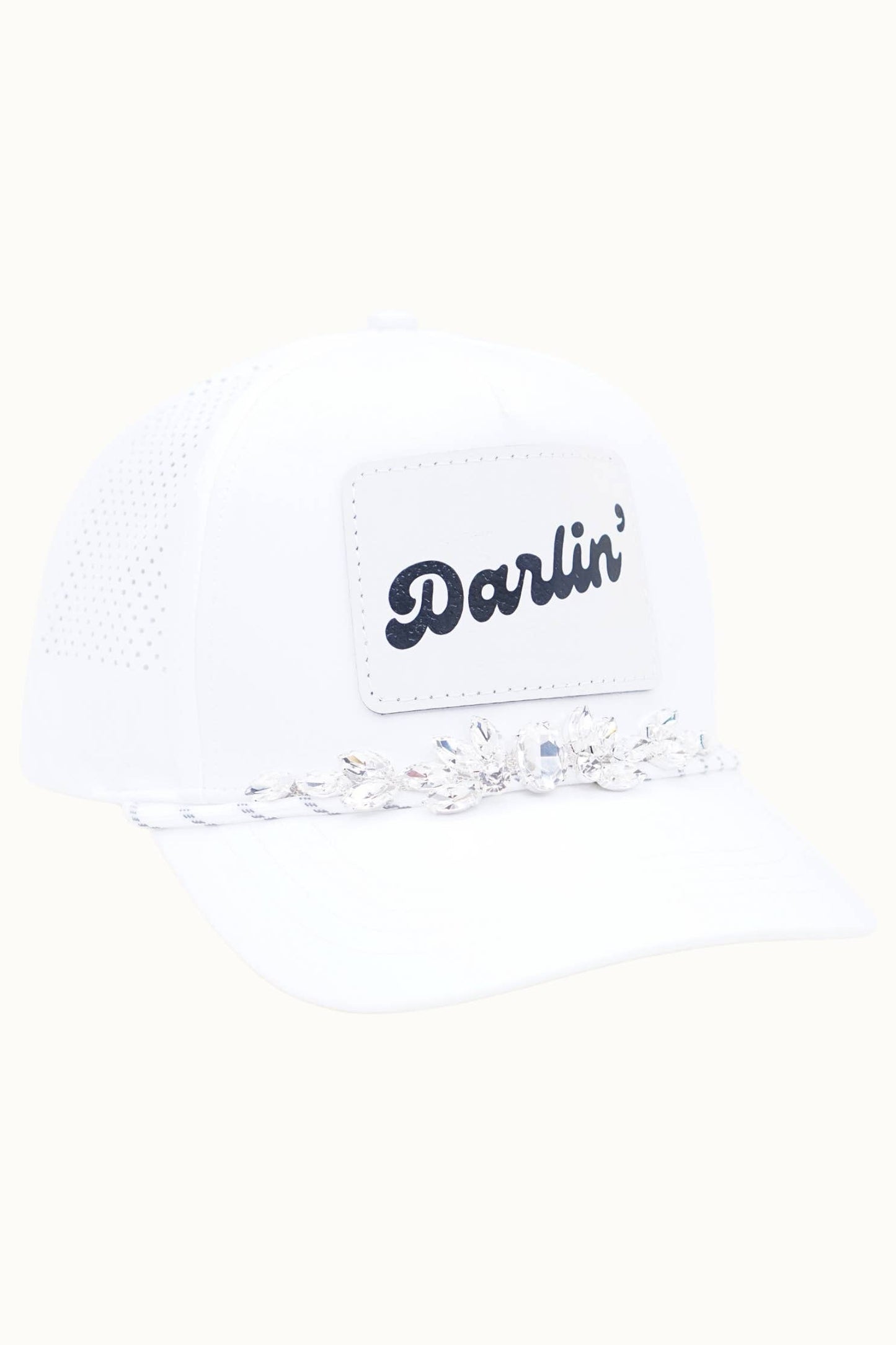 DARLIN' Bejeweled Glitz Athletic Trucker Cap + Leatherette: Rose