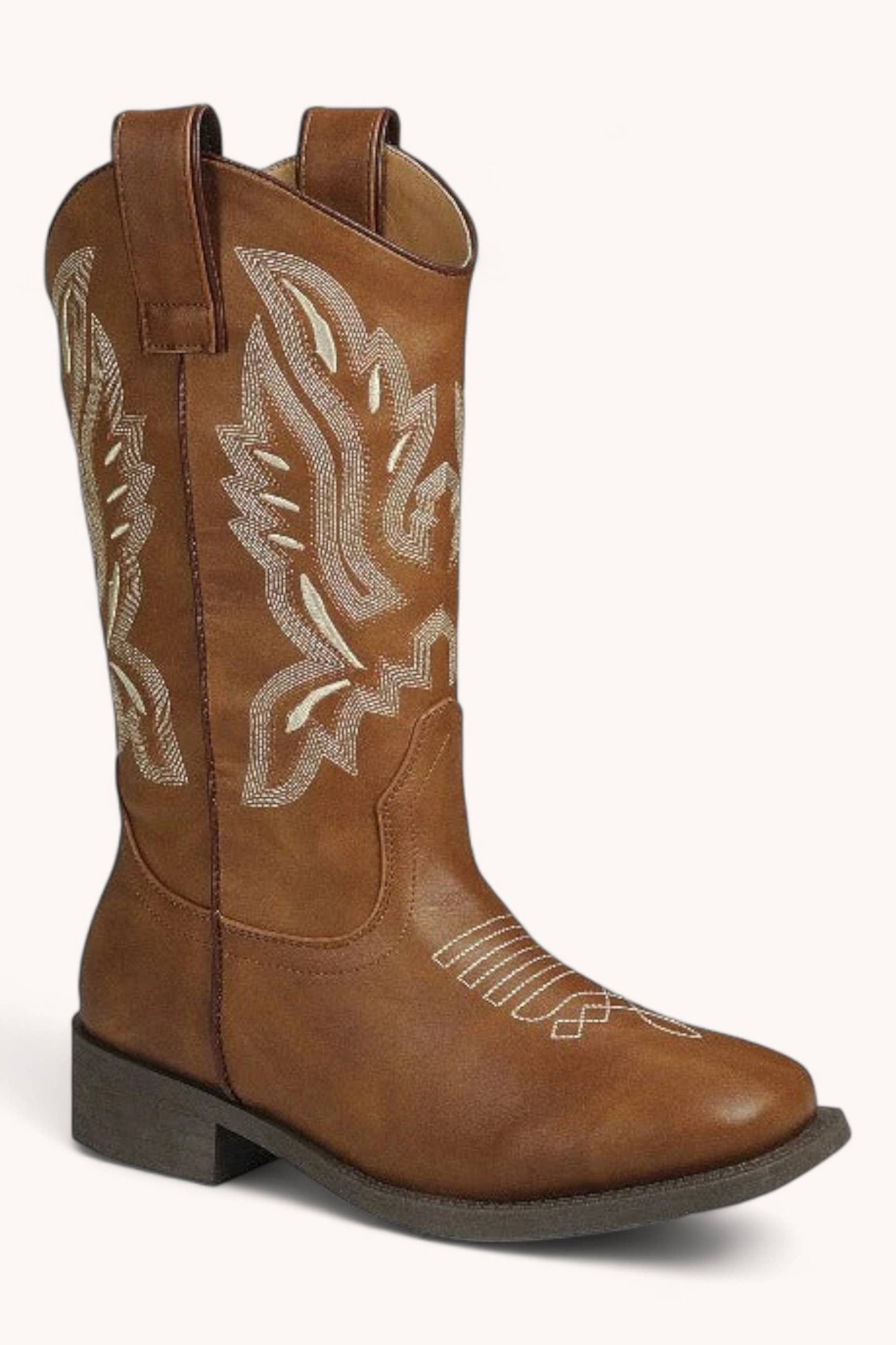 COWBOY-01 SEMI-SQUARE-TOE MID-CALF COWBOY BOOTS