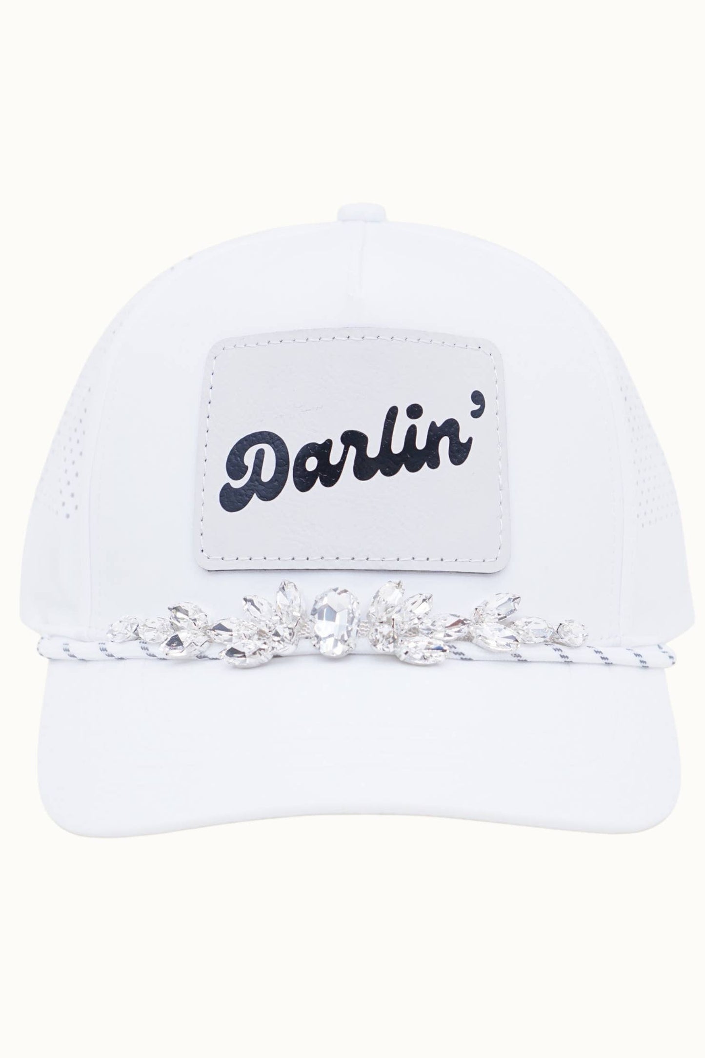 DARLIN' Bejeweled Glitz Athletic Trucker Cap + Leatherette: Rose