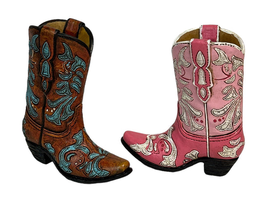 Western Country Rustic Cowboy Boot Freestanding Figurine Set