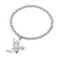 Stainless Steel Cowboy Boot Charm Beaded Stretch Bracelet