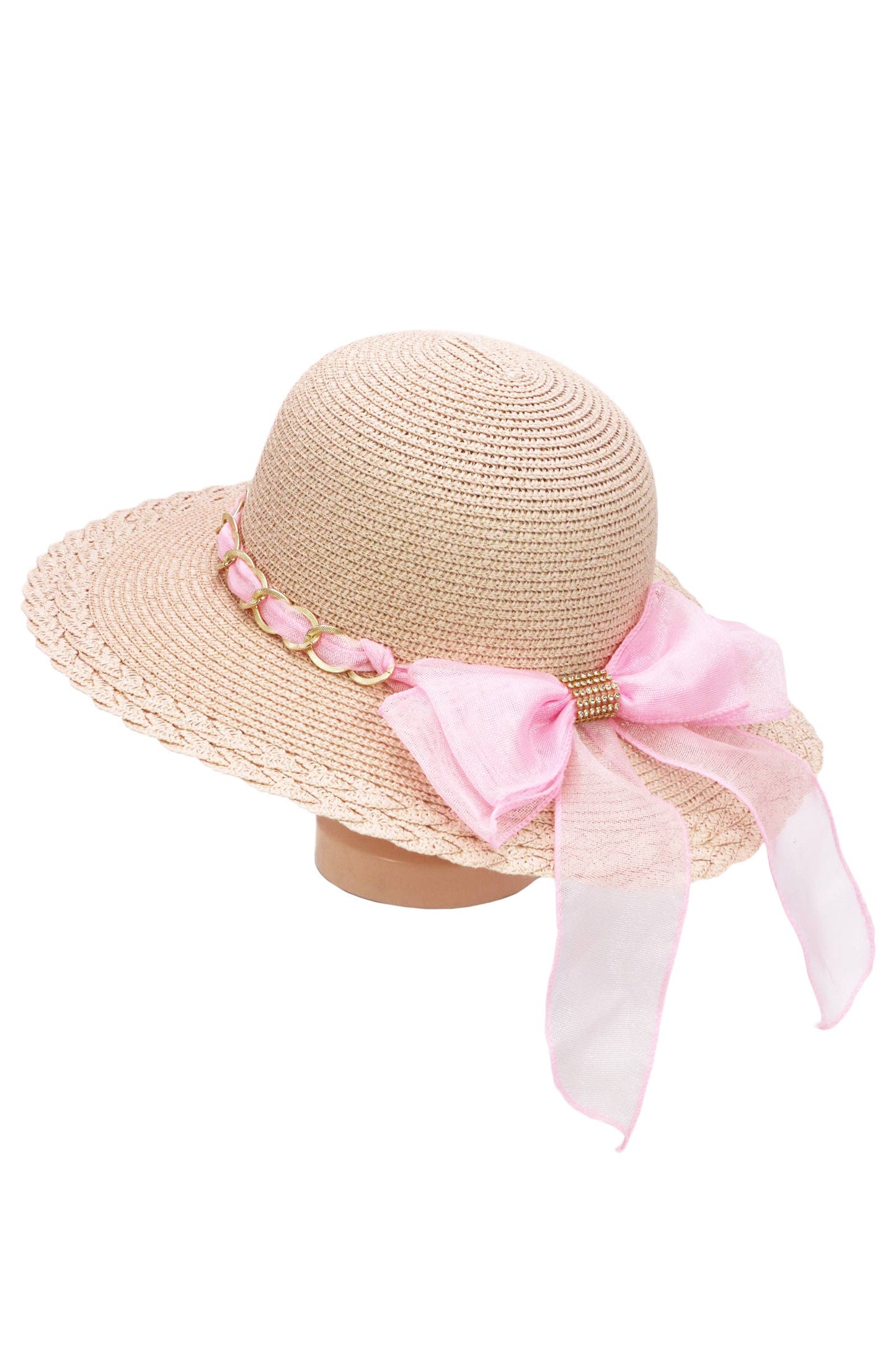 Kids Scallop Hem Paper Straw Floppy Sun Hat