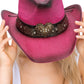 Heart Bling Rhinestone Belt Ombre Straw Cowboy Hat: Beige